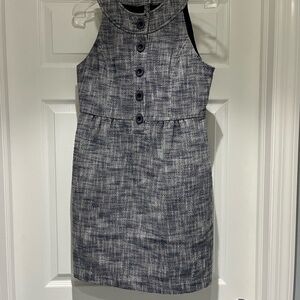 TIBI EUC NAVY TWEED BOTTON FRONT MNI DRESS W POCKETS. SIZE 4(but fits like a 6)